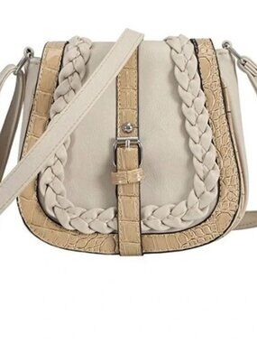 EUC Small Vintage Faux Leather Saddlebag Crossbody Purse